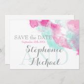 Waterverf Vlinder Cranberry Mint SavetheDate Save The Date (Voorkant / Achterkant)