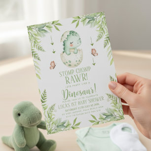 waterverf vlinder Dinosaurus Baby Shower Kaart