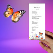 Waterverf Vlinder en Wildbloemen Bruiloft Menu