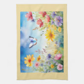 Waterverf vlinder in de vlindertuin Theedoek (Verticaal)