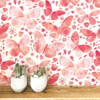 Waterverf Vlinder Koraal Roze Kunst