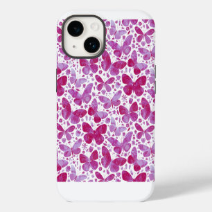 Waterverf Vlinder Magenta Roze iPhone 14 Hoesje