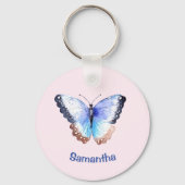 Waterverf Vlinder met Naam Telefoonnummer Sleutelhanger (Voorkant)