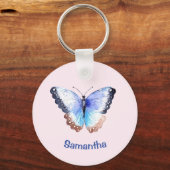 Waterverf Vlinder met Naam Telefoonnummer Sleutelhanger (Voorkant)