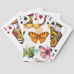 Waterverf vlinder naadloos delicaat patroon pokerkaarten