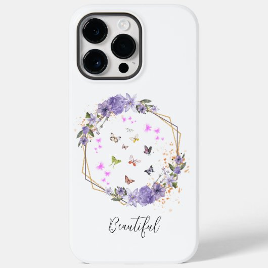 Waterverf vlinder Paarse bloemmotieven Case-Mate iPhone Case (Achterkant)