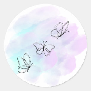 Waterverf vlinder ronde sticker
