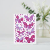 Waterverf vlinder roze briefkaart (Staand voorkant)