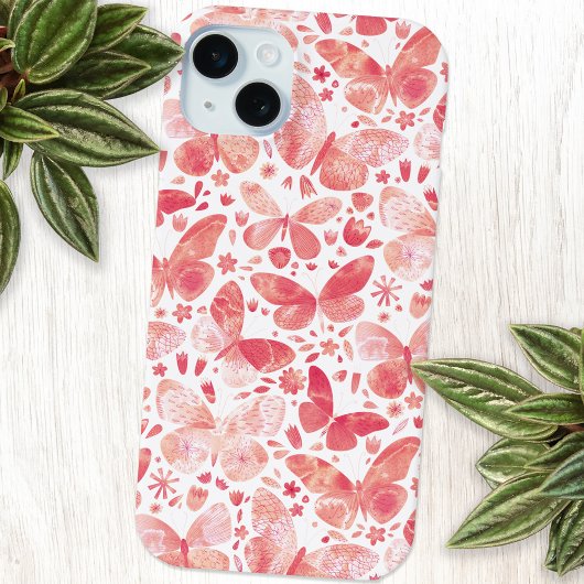 Waterverf vlinder roze Case-Mate iPhone case