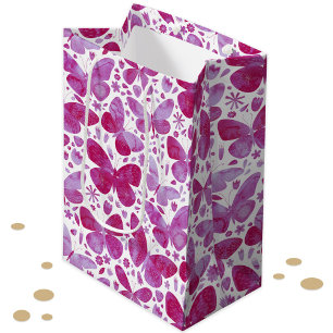 Waterverf vlinder roze medium cadeauzakje