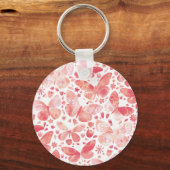 Waterverf vlinder roze sleutelhanger (Voorkant)