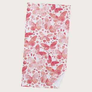 Waterverf Vlinder Roze Strandlaken