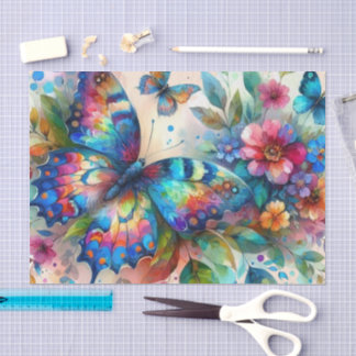 Waterverf Vlinderbloembloemen Decoupage Tissuepapier