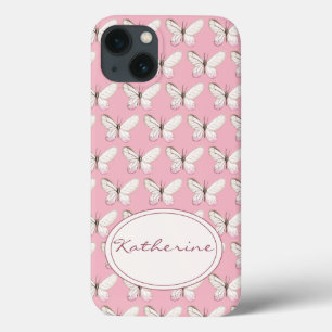 Waterverf vlinderpatroon   Roze iPhone-draagtas iPhone 13 Hoesje
