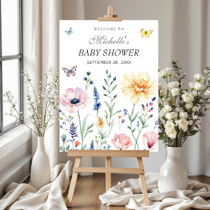 Waterverf Vlinders Baby shower Welkomstbord Poster