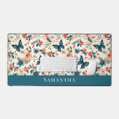 Waterverf vlinders bloemenmodern bureaumat (Keyboard & Muis)