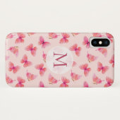 Waterverf Vlinders Blush Monogram Case-Mate iPhone Case (Achterkant (horizontaal))