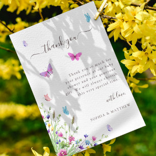 Waterverf Vlinders Elegant Bloemen Baby shower Bedankkaart