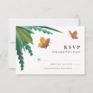 Waterverf Vlinders Groen Loof RSVP Kaartje