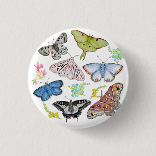 Waterverf Vlinders in Vlucht Ronde Button 3,2 Cm
