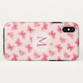 Waterverf Vlinders Monogram Blush Case-Mate iPhone Case (Achterkant (horizontaal))