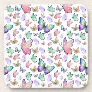 Waterverf vlinders naadloos patroon bier onderzetter