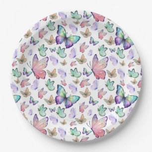 Waterverf vlinders naadloos patroon papieren bordje
