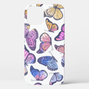 Waterverf vlinders: pastel  patroon. iPhone 12 hoesje