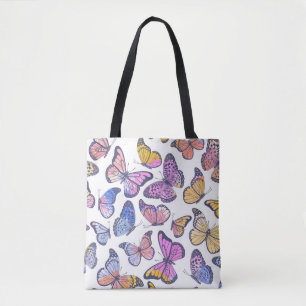 Waterverf vlinders: pastel  patroon. draagtas