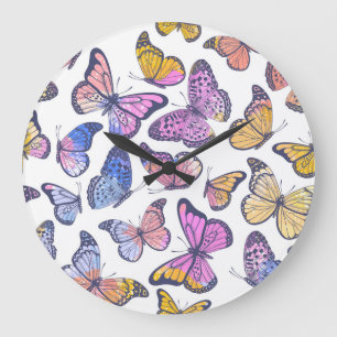 Waterverf vlinders: pastel patroon. grote klok