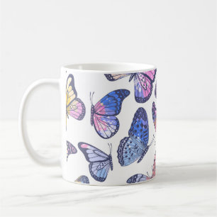 Waterverf vlinders: pastel patroon. koffiemok