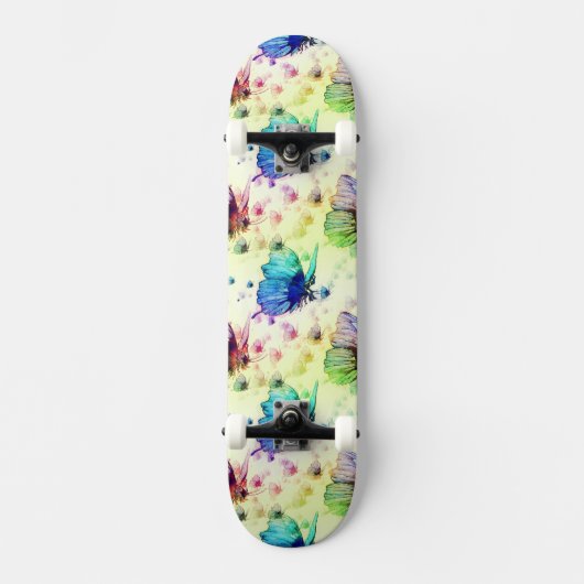 Waterverf Vlinders Skateboard (Voorkant)