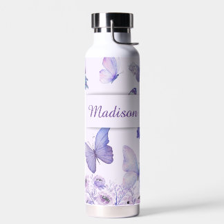 Waterverf Vlinders Wildflowers Garden Lila Waterfles