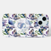 Waterverf Vlinders Wisteria Bloem Monogram Case-Mate iPhone Case (Achterkant (horizontaal))