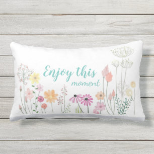 Waterverf Vloeiend venster Geniet van dit moment Buitenkussen