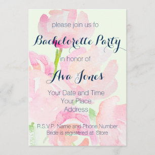 Waterverf Vloer Bouquet Bachelorette Kaart