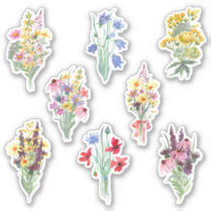 Waterverf Vloer Bouquet Garden Thema Sticker