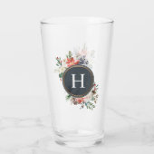 Waterverf Vloer Floral Monogram Kerstmis Glas (Achterkant)