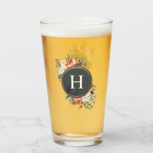 Waterverf Vloer Floral Monogram Kerstmis Glas