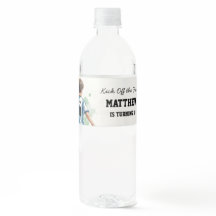 Waterverf Voetbal Verjaardagsfeest Waterfles Blauw