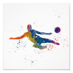 waterverf voetbalspeler foto afdruk