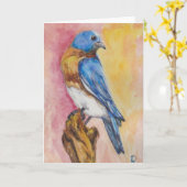 Waterverf Vogel Blank Wenskaarten Kaart (Gele Bloem)