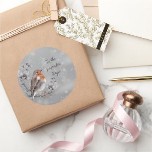 Waterverf vogel- en sneeuwvakantie ronde sticker