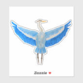 Waterverf Vogel Grote Blauwe Heron Sticker (Vel)