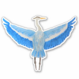 Waterverf Vogel Grote Blauwe Heron Sticker