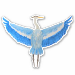 Waterverf Vogel Grote Blauwe Heron Sticker