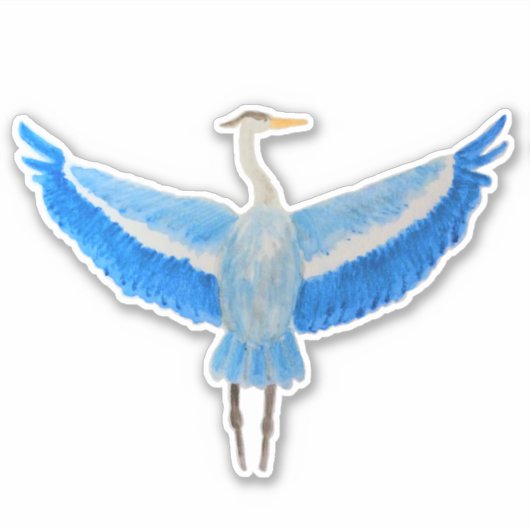 Waterverf Vogel Grote Blauwe Heron Sticker (Voorkant)