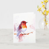 waterverf vogel kaart (Gele Bloem)