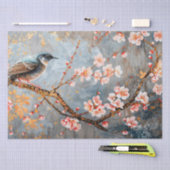 Waterverf vogel op kersenbloesem tissuepapier (Craft)