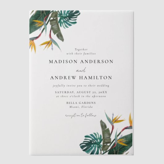 Waterverf Vogel van het paradijs Vellum Uitnodigingen (Voorkant)